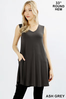 Tunic Tank w/ Pockets - ASST COLORS