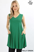 Tunic Tank w/ Pockets - ASST COLORS