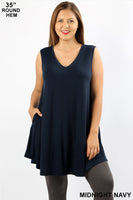 Tunic Tank w/ Pockets - ASST COLORS