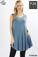 Tunic Tank w/ Pockets - ASST COLORS
