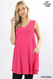 Tunic Tank w/ Pockets - ASST COLORS