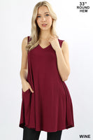 Tunic Tank w/ Pockets - ASST COLORS