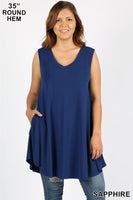 Tunic Tank w/ Pockets - ASST COLORS