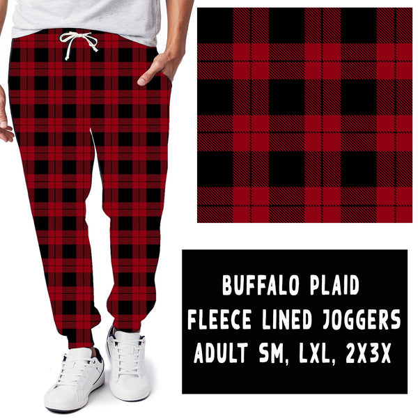Fleece Lined- Buffalo Plaid Snowflake  Joggers