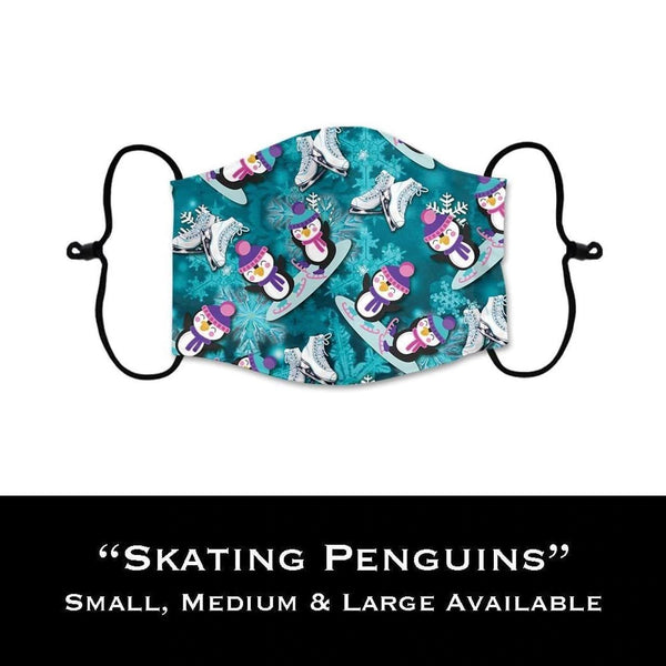 SKATING PENGUINS KIDS FACE MASK