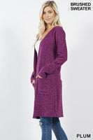 BRUSHED MELANGE CARDIGAN - ASST COLORS