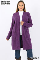 BRUSHED MELANGE CARDIGAN - ASST COLORS