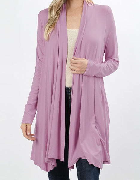 DRAPED CARDIGAN - DUSTY ROSE