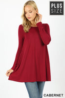 BOAT NECK FLARED TOP (PLUS) - ASST COLORS