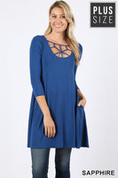 3/4 SLEEVE WEB FRONT (PLUS) - ASST COLORS