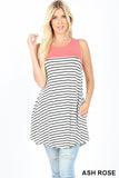 STRIPED POCKET TUNIC - ASST COLORS